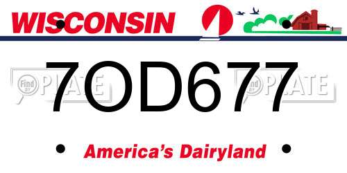 7OD677 Wisconsin License Plate