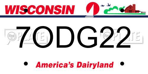 7ODG22 Wisconsin License Plate
