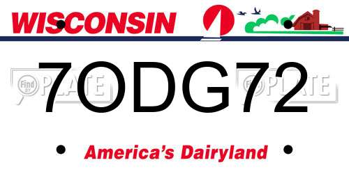 7ODG72 Wisconsin License Plate