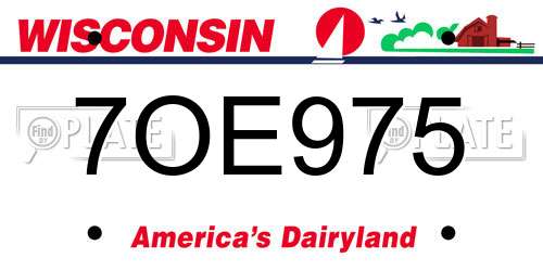 7OE975 Wisconsin License Plate