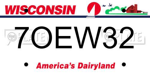 7OEW32 Wisconsin License Plate