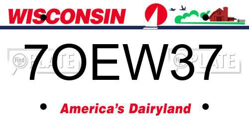 7OEW37 Wisconsin License Plate