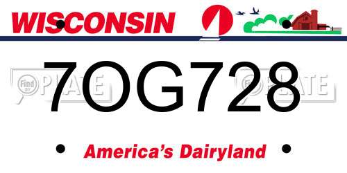 7OG728 Wisconsin License Plate