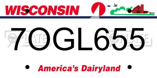 7OGL655 Wisconsin License Plate
