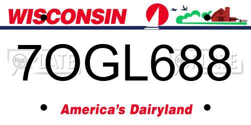 7OGL688 Wisconsin License Plate