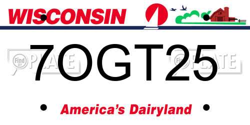 7OGT25 Wisconsin License Plate