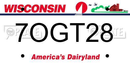 7OGT28 Wisconsin License Plate