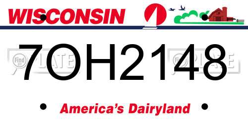 7OH2148 Wisconsin License Plate