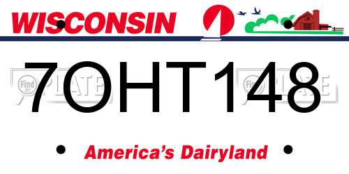 7OHT148 Wisconsin License Plate