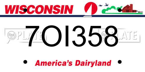 7OI358 Wisconsin License Plate