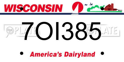7OI385 Wisconsin License Plate