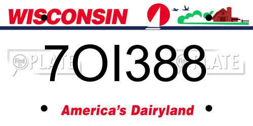7OI388 Wisconsin License Plate