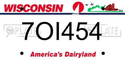 7OI454 Wisconsin License Plate
