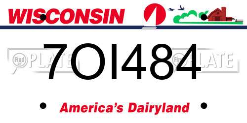 7OI484 Wisconsin License Plate