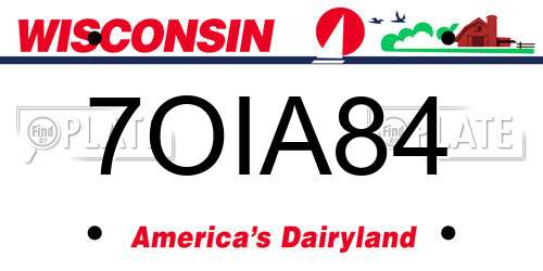 7OIA84 Wisconsin License Plate