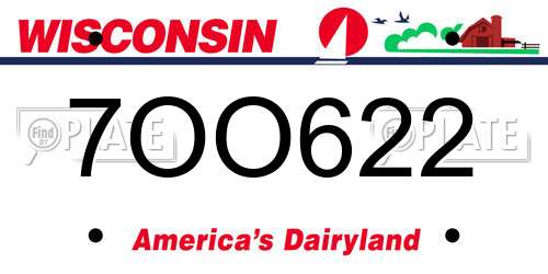 7OO622 Wisconsin License Plate