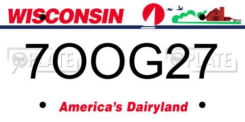 7OOG27 Wisconsin License Plate