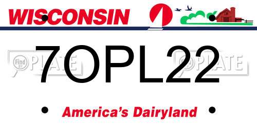 7OPL22 Wisconsin License Plate