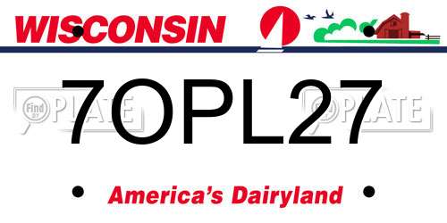 7OPL27 Wisconsin License Plate