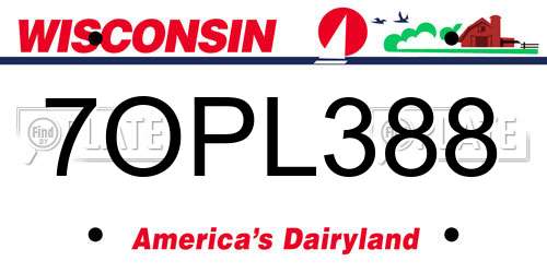 7OPL388 Wisconsin License Plate