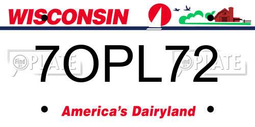 7OPL72 Wisconsin License Plate