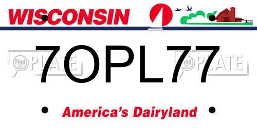 7OPL77 Wisconsin License Plate