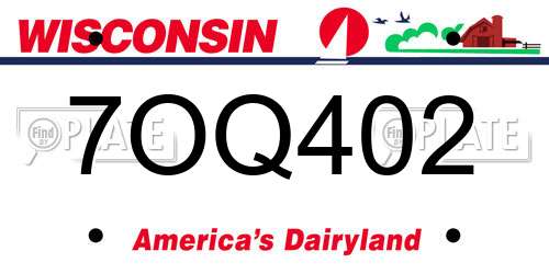 7OQ402 Wisconsin License Plate
