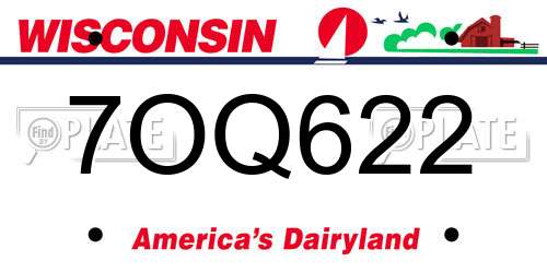 7OQ622 Wisconsin License Plate