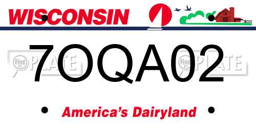 7OQA02 Wisconsin License Plate