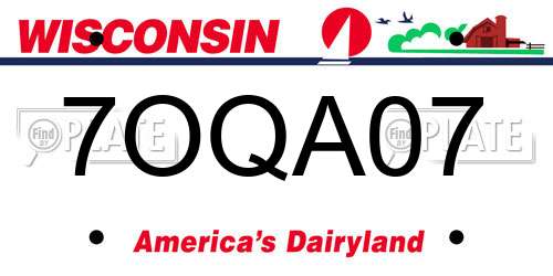 7OQA07 Wisconsin License Plate