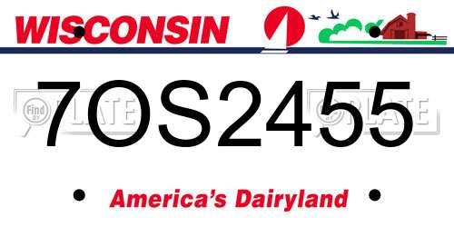 7OS2455 Wisconsin License Plate