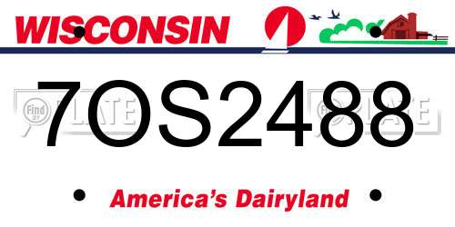 7OS2488 Wisconsin License Plate