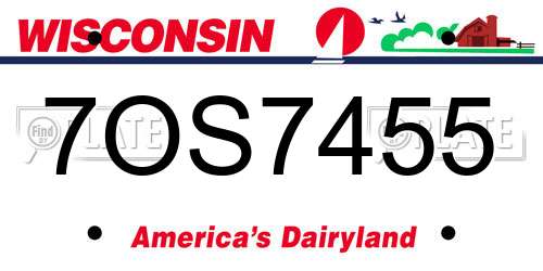 7OS7455 Wisconsin License Plate