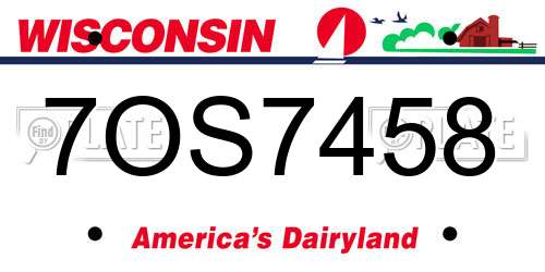 7OS7458 Wisconsin License Plate