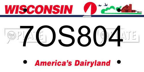 7OS804 Wisconsin License Plate