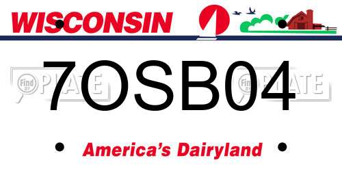 7OSB04 Wisconsin License Plate