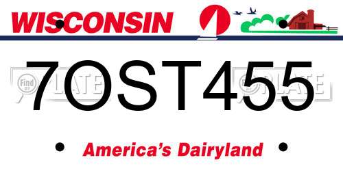 7OST455 Wisconsin License Plate