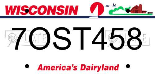 7OST458 Wisconsin License Plate