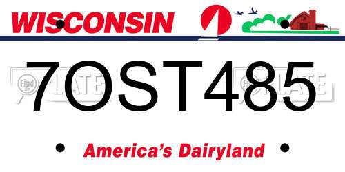 7OST485 Wisconsin License Plate