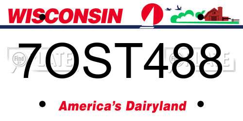 7OST488 Wisconsin License Plate
