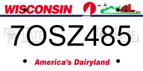 7OSZ485 Wisconsin License Plate