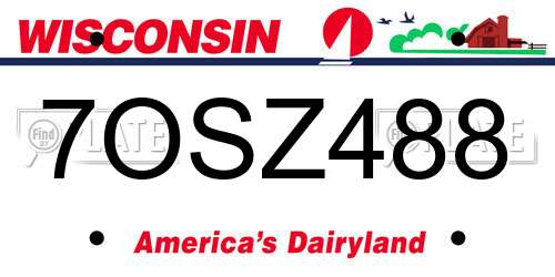 7OSZ488 Wisconsin License Plate