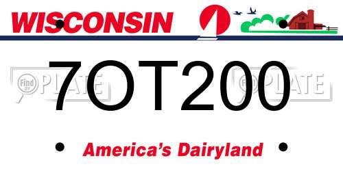 7OT200 Wisconsin License Plate