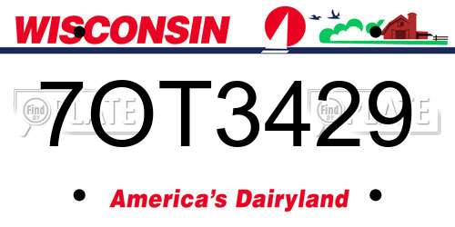 7OT3429 Wisconsin License Plate
