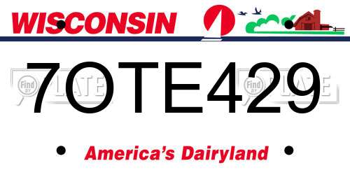 7OTE429 Wisconsin License Plate