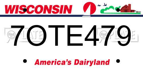 7OTE479 Wisconsin License Plate