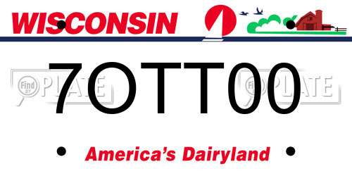 7OTT00 Wisconsin License Plate