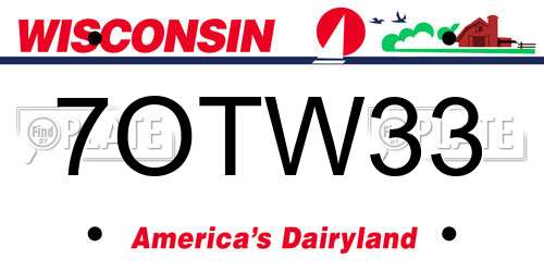 7OTW33 Wisconsin License Plate