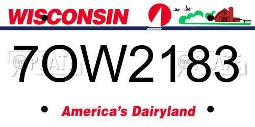7OW2183 Wisconsin License Plate