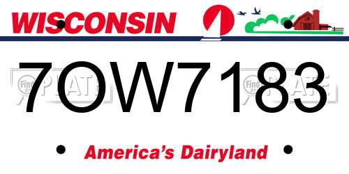 7OW7183 Wisconsin License Plate
